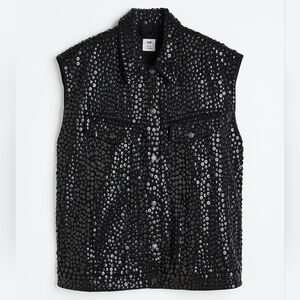 NWT SOLD OUT! Studio S/S 2023 H&M Black Denim Button Vest SZ XL Rare Find